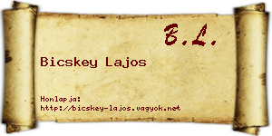 Bicskey Lajos névjegykártya